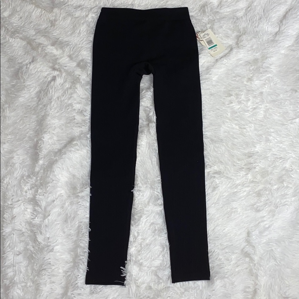 NWT Pink Rose  Black Leggings